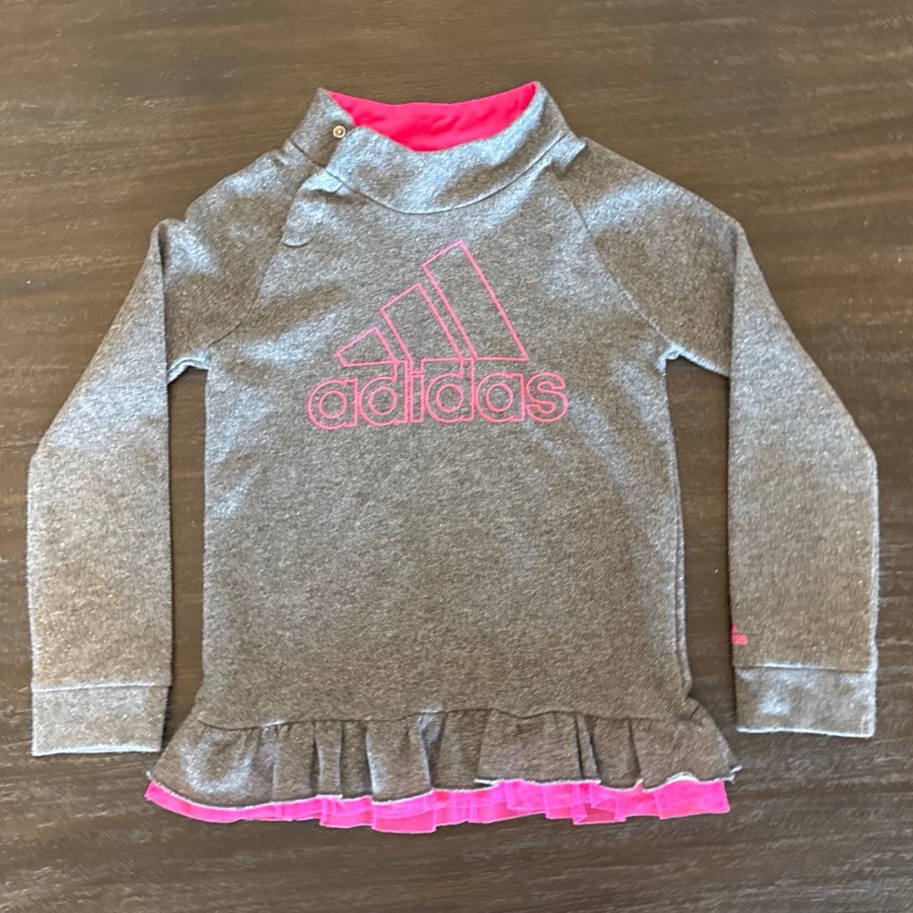 Adidas Girls 6X Gray & Pink Sweatshirt